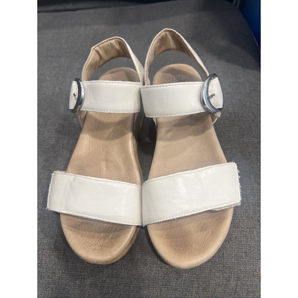 Brioso Huntley Beige Leather Strappy Cork Wedge Sandals Size 7 M